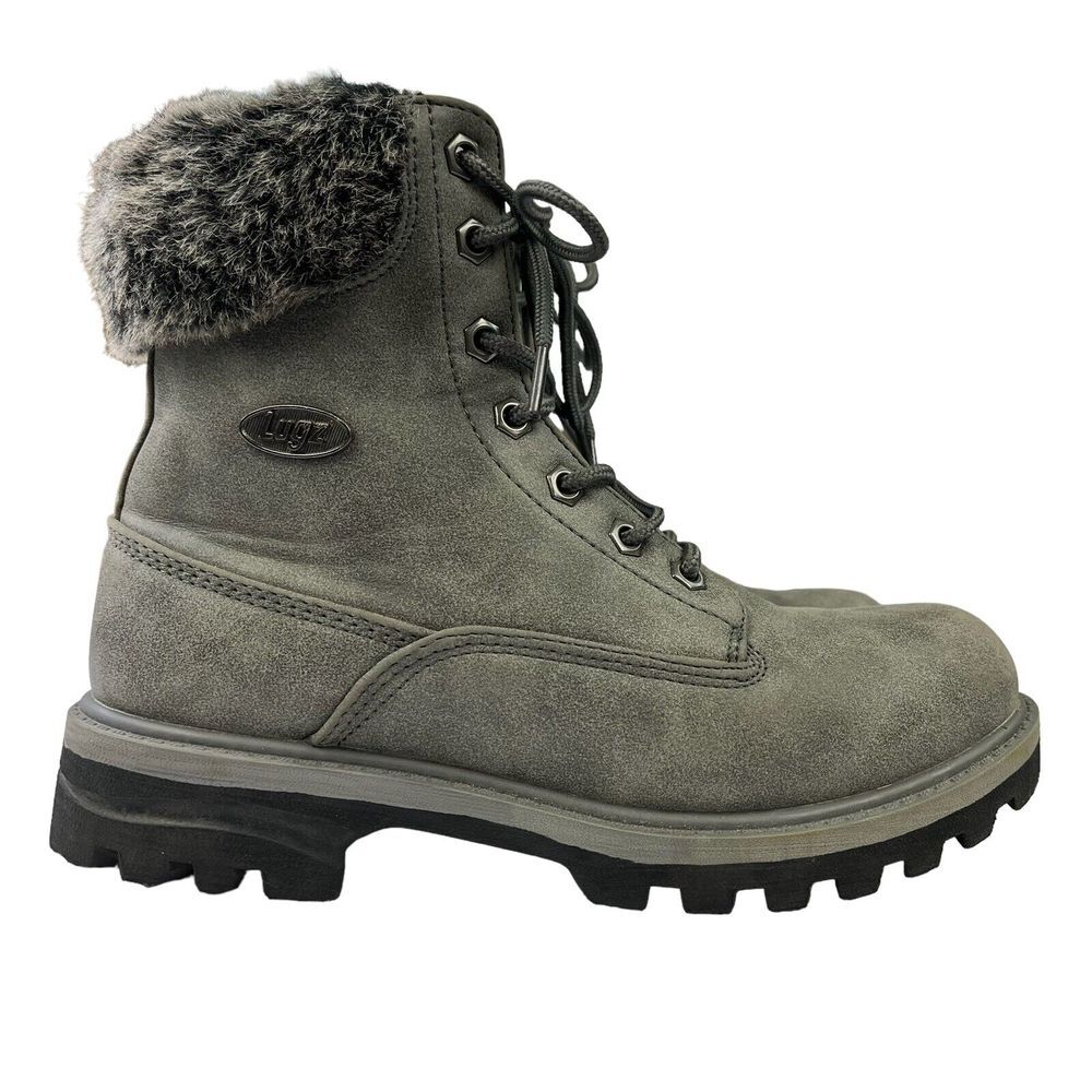 Lugz Empire‎ Hi Fur Lace Up Boot Charcoal Black Womens Size 7